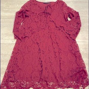 Zara Trafaluc Burgundy Lace Dress, Size Small